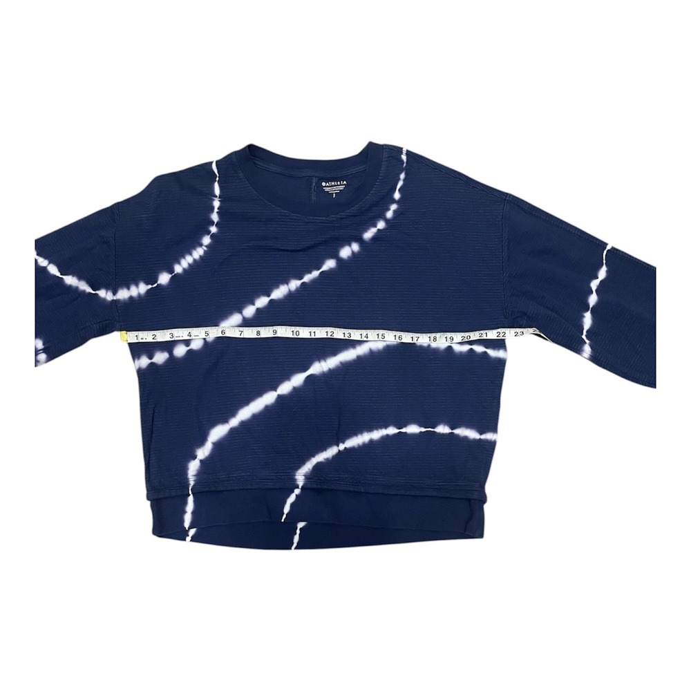 Athleta Navy‎ Blue Tie Dye Textured Crew Neck Sweatshirt Womens Small - Picture 4 of 5